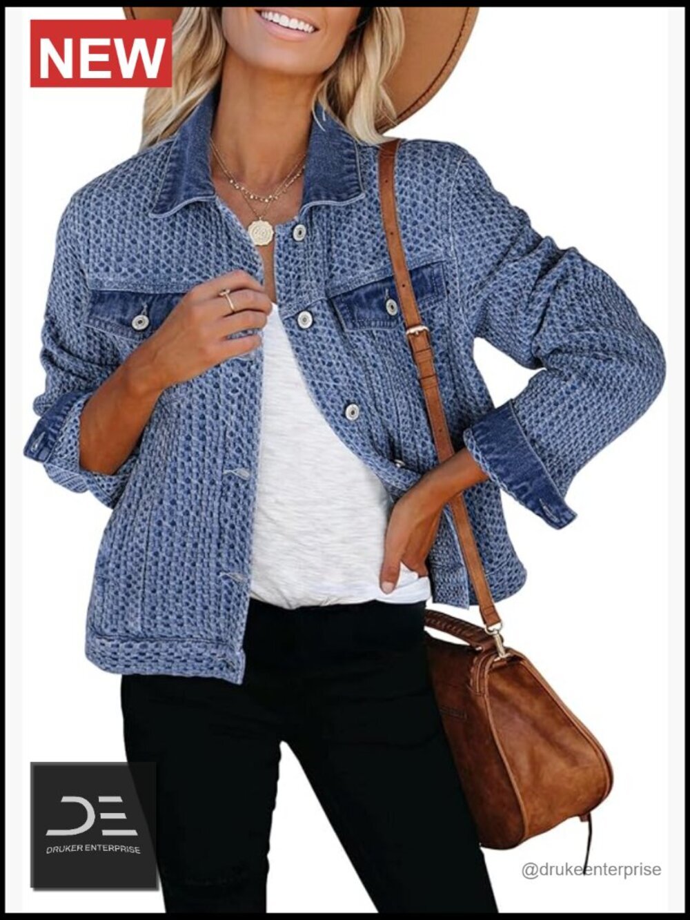 Trendy Distressed Denim Jacket with Pockets Women